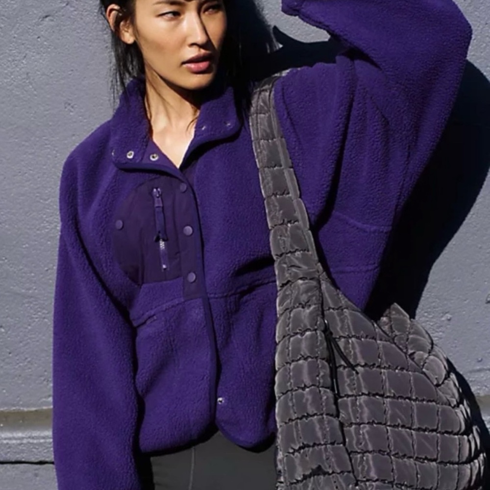 Free People Movement Hit the Slopes Hoodie Fleece Jacket Coat Purple Medium